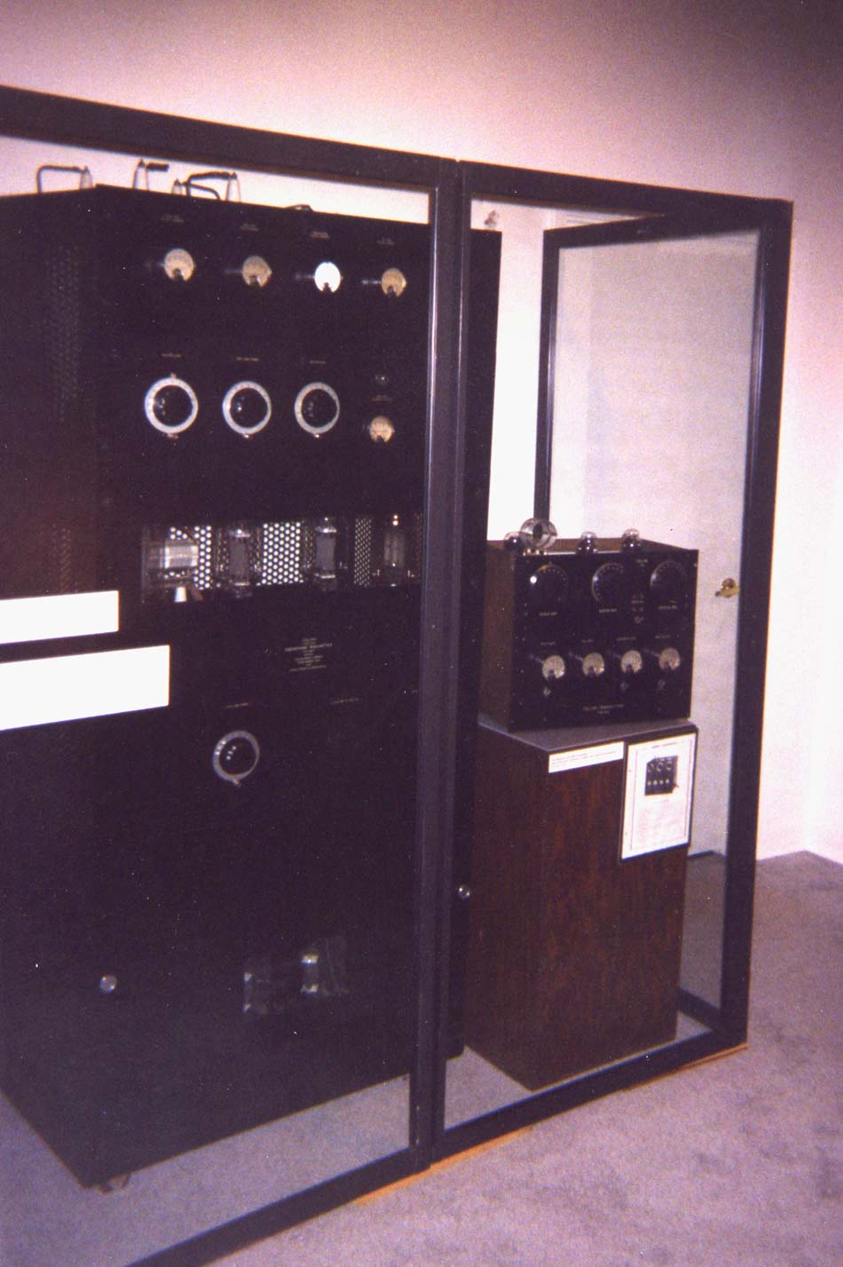 Old Collins radio transmitters on display