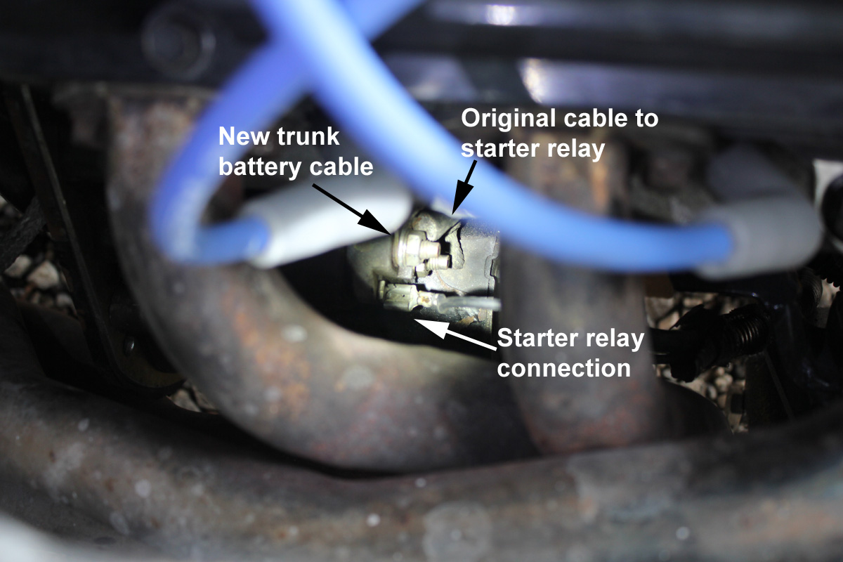 Starter connections trunk mount battery