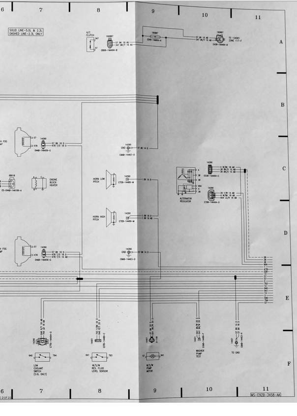 Example of reading wiring map 1989 Mustang